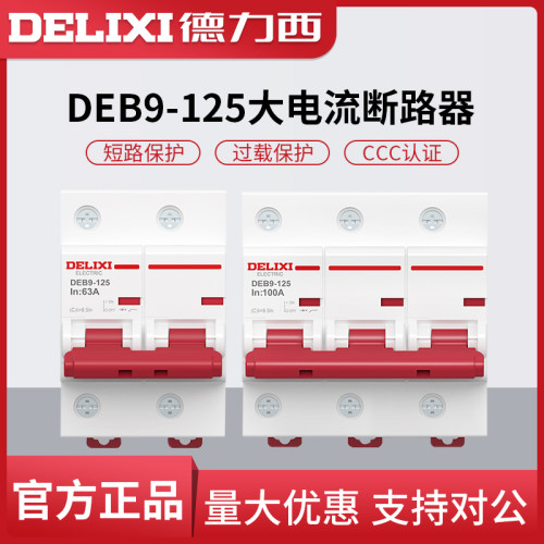德力西电气空气开关大电流功率100A断路器电闸总开关DEB9-125家用