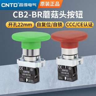 BR42蘑菇頭22mm自復(fù)位電源啟動(dòng)控制常開常閉 CNTD昌得按鈕開關(guān)CB2