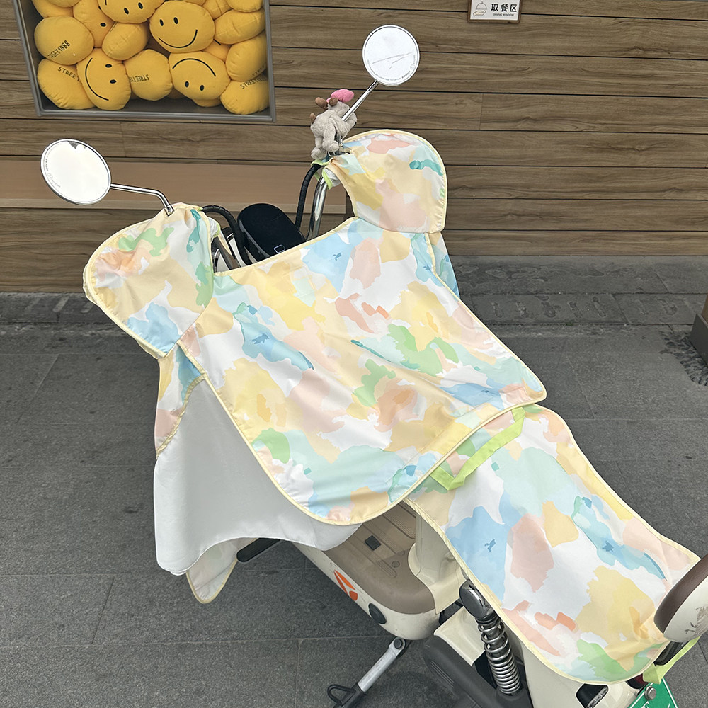 电动车防晒挡风被夏季电动车防紫外线冰丝可拆卸电瓶车轻便款