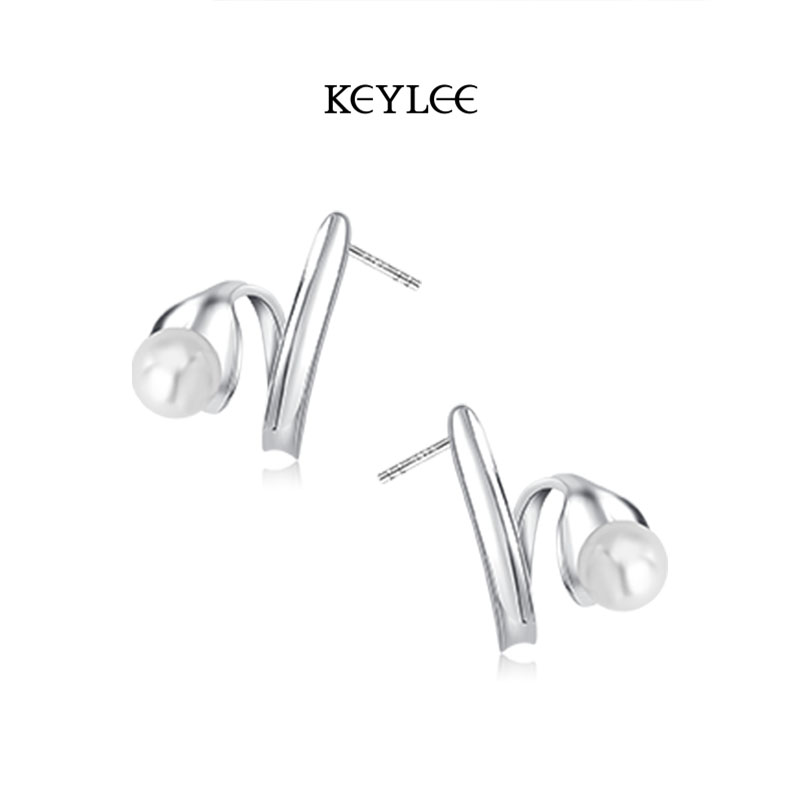 KEYLEE一勺珍珠耳钉s925银优雅高级法式女小众轻奢首饰礼物耳饰