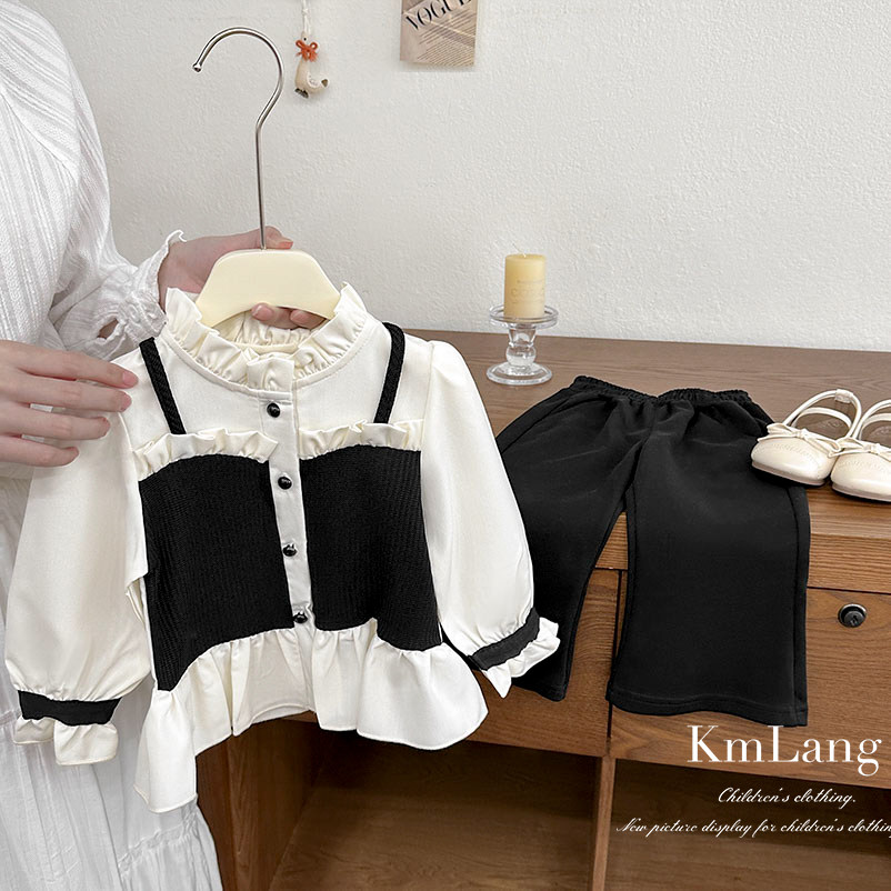 女童裤子洋气时髦套装秋装千金小香风儿童衬衫喇叭裤两件套春秋款,童装/婴儿装/亲子装,套装,淘宝优惠券,粉丝福利购,淘宝优惠卷