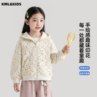 童装女童宝宝儿童秋装新款韩系可爱卡通连帽卫衣中大童星星外套