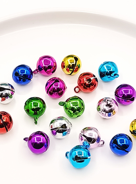 14mm彩色亮光电镀金属小铃铛 DIY创意钥匙扣配件圣诞挂饰一字铃铛