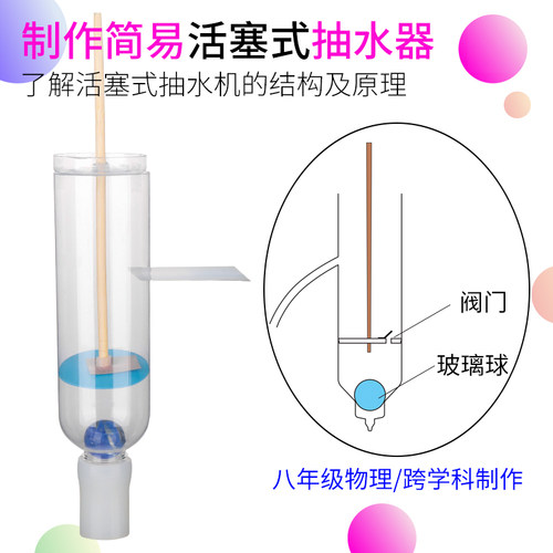 自制活塞式抽水机模型八年级物理初二大气压强原理简易科学材料包