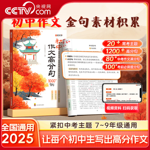 【央视网】时光学 初中作文高分句作文金句1000例 用万能公式写优秀作文好词好句好段初中语文同步写作技巧高分素材积累书SG
