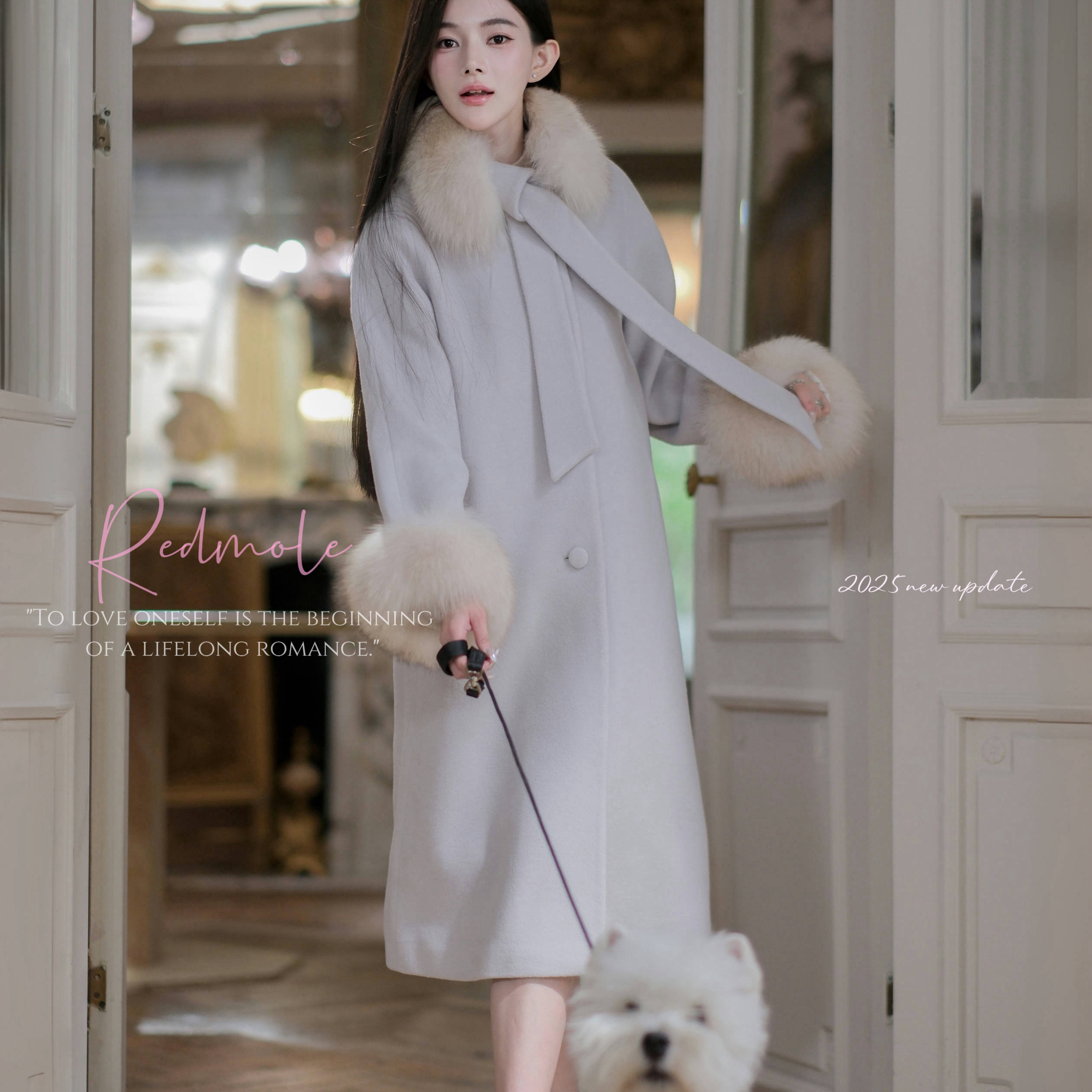 10%羊绒｜定染灰蓝｜领带大衣