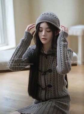 Redmole【呢绒浮光】羊绒羊毛混纺｜露褐色｜毛衣+短裙帽子套装