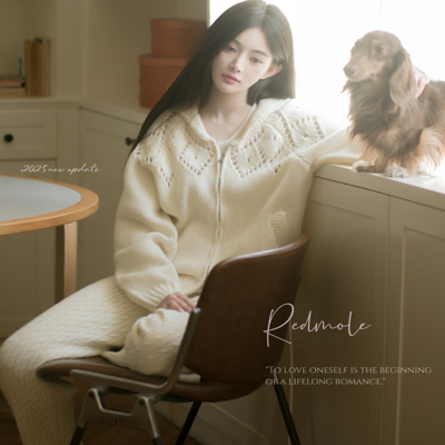 绵绵暖月100%羊毛软糯套装