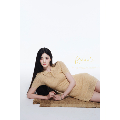 Redmole【雏光织纱】和纸纱｜小鸡黄+奶白定纺｜泡泡袖针织连衣裙