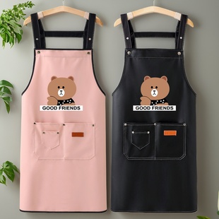 皮革围裙厨房家用奶茶店工作服定制上班专用简约2025新款防水防油