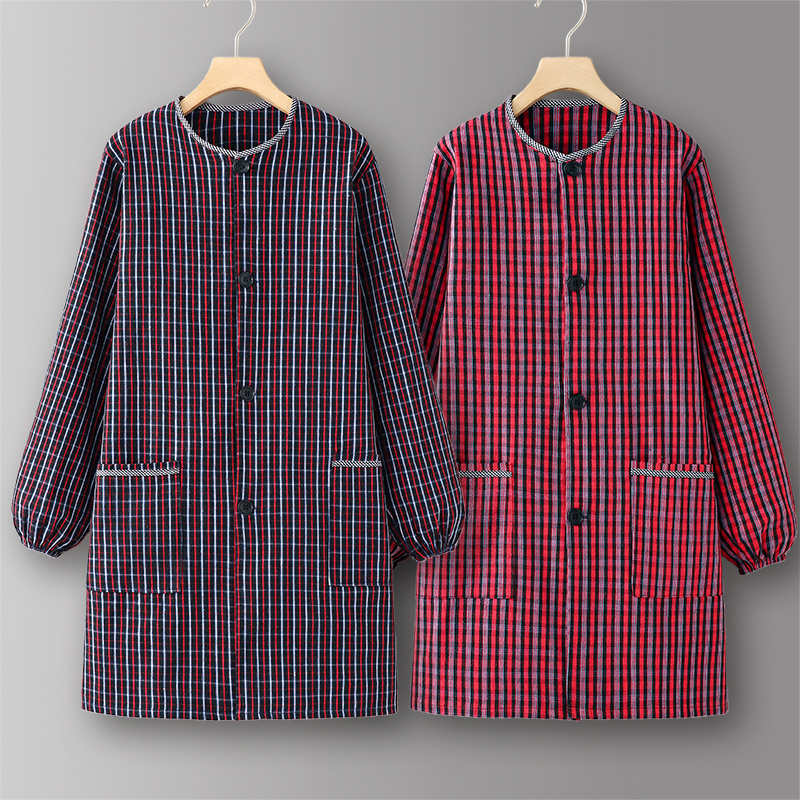 女士网红罩衣工作服中式纯棉围裙厨房家用长袖2025新款摆摊年轻人