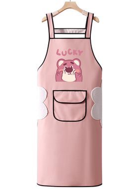 PU皮防水防油围裙工作服女