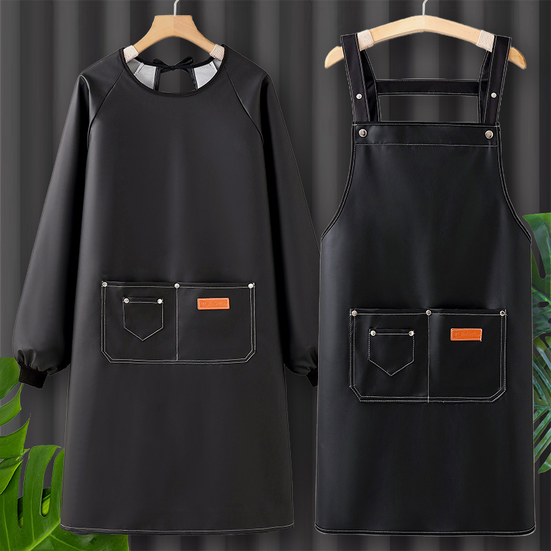 PU皮围裙厨房家用2025新款罩衣男做饭防油防水女士工作服上班专用