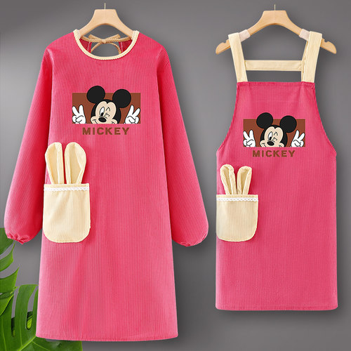 长袖灯芯绒罩衣工作服围裙