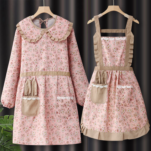 长袖纯棉做饭罩衣时尚围裙