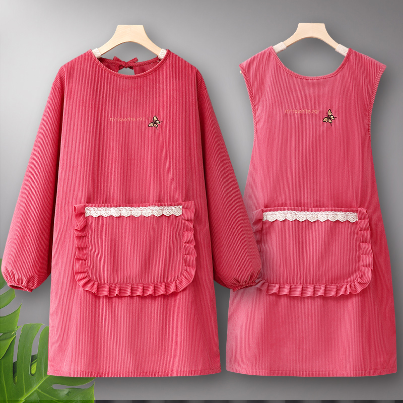 灯芯绒长袖罩衣时尚围裙