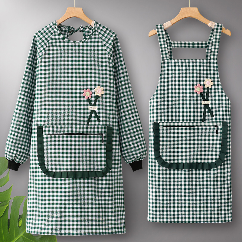 长袖纯棉工作服围裙家用厨房