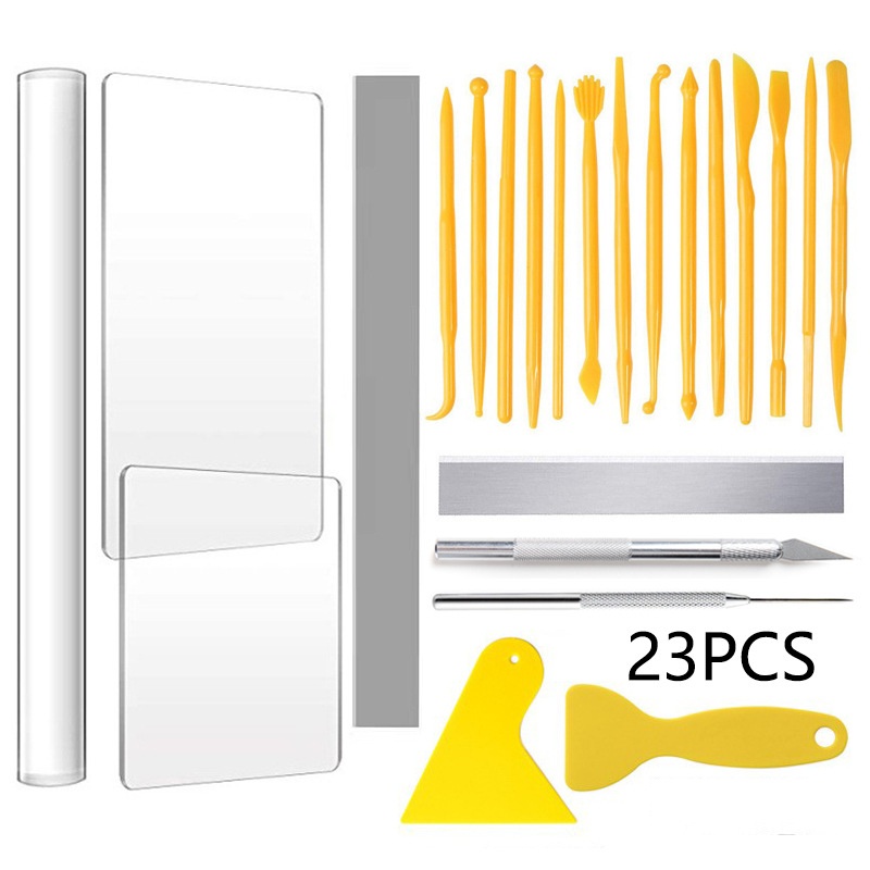 跨境陶艺工具23件套装粘土石塑亚克力搓泥板擀面棒细节针刮片刻刀