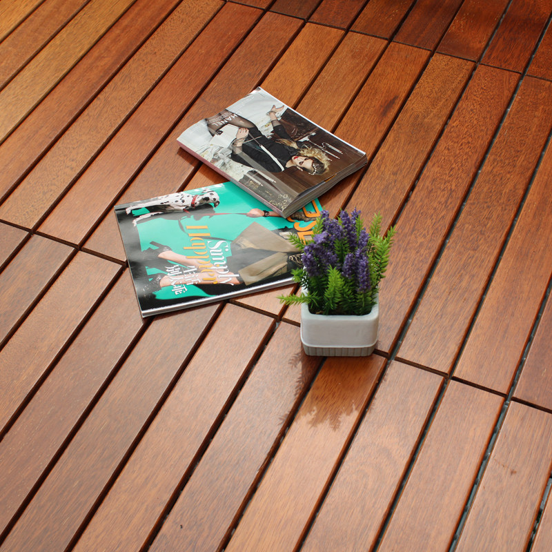 阳台地板防腐木户外拼接露台地板自铺阳光房室外菠萝格实木地板贴