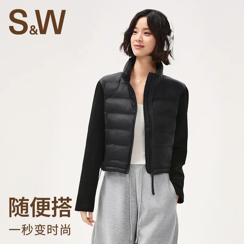 SW速惟拼接运动棉服外套短款休闲