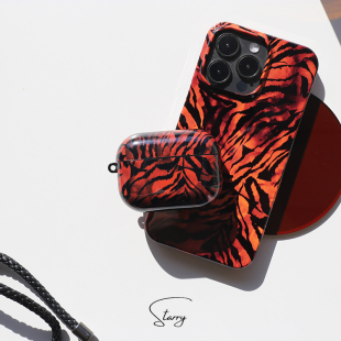 starry原创虎纹适用AirPods3代耳机壳1 2代pro苹果无线蓝牙耳机保护套亮面软壳新款