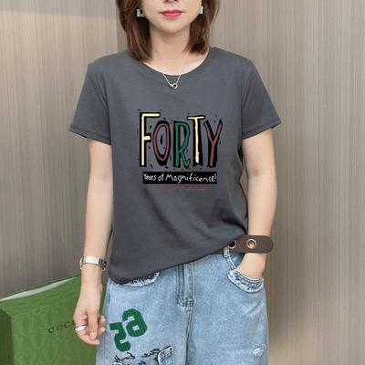 正肩纯棉短袖t恤女2025夏季新款