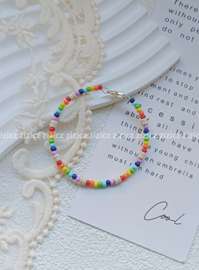 zizicz [彩虹椰奶 ] 小众设计新彩色米珠串珠法式复古气质手链女