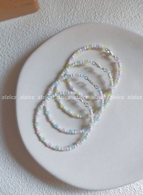 zizicz 小众原创仿猫眼米珠糖果浅色冰透女手链森系甜美学生礼物