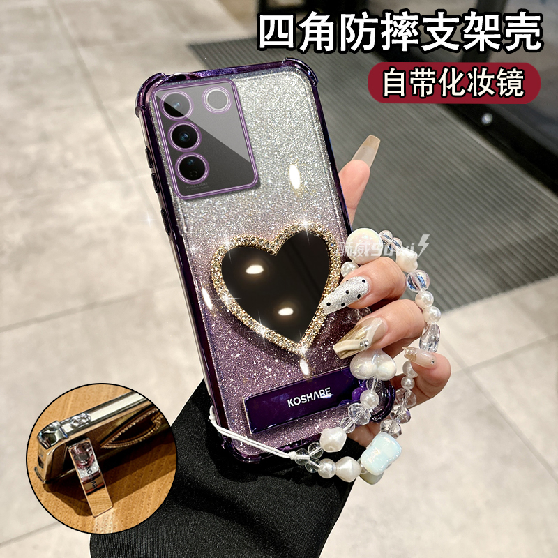高颜值闪粉四角气囊自带镜头膜防摔