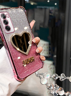 OPPOReno12手机壳11Pro高级感新款Ren010奢华女款9补妆镜reno8/7/6Pro四角气囊5超强防摔A97硅胶软壳A58挂绳