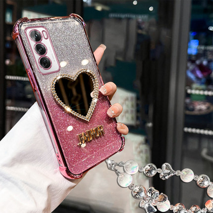 OPPOReno12手机壳11Pro高级感新款Ren010奢华女款9补妆镜reno8/7/6Pro四角气囊5超强防摔A97硅胶软壳A58挂绳