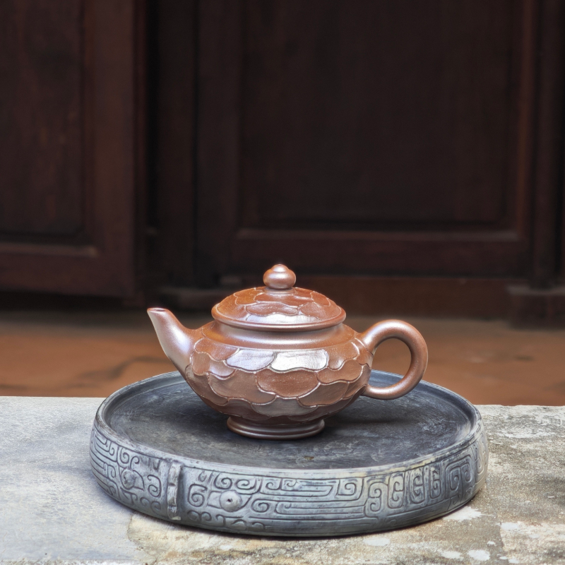 结晶烧坭兴陶袁辉文指月笑樱茶壶