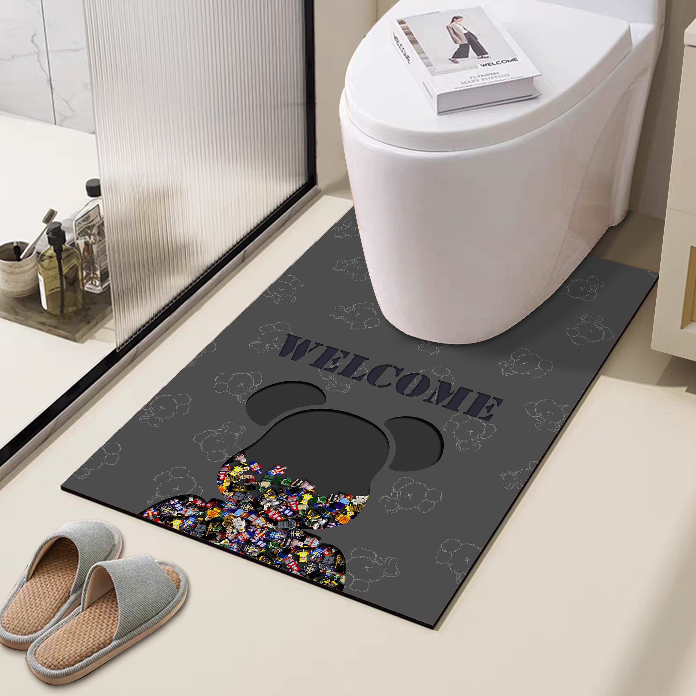 速干吸水防滑厕所马桶U型地垫