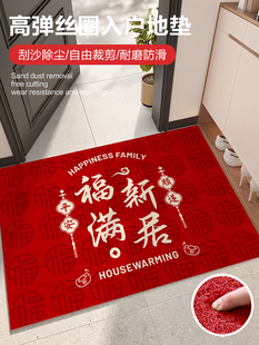 入户门地垫红色喜庆进门垫丝圈脚垫玄关门口门外耐脏地毯防滑脚垫