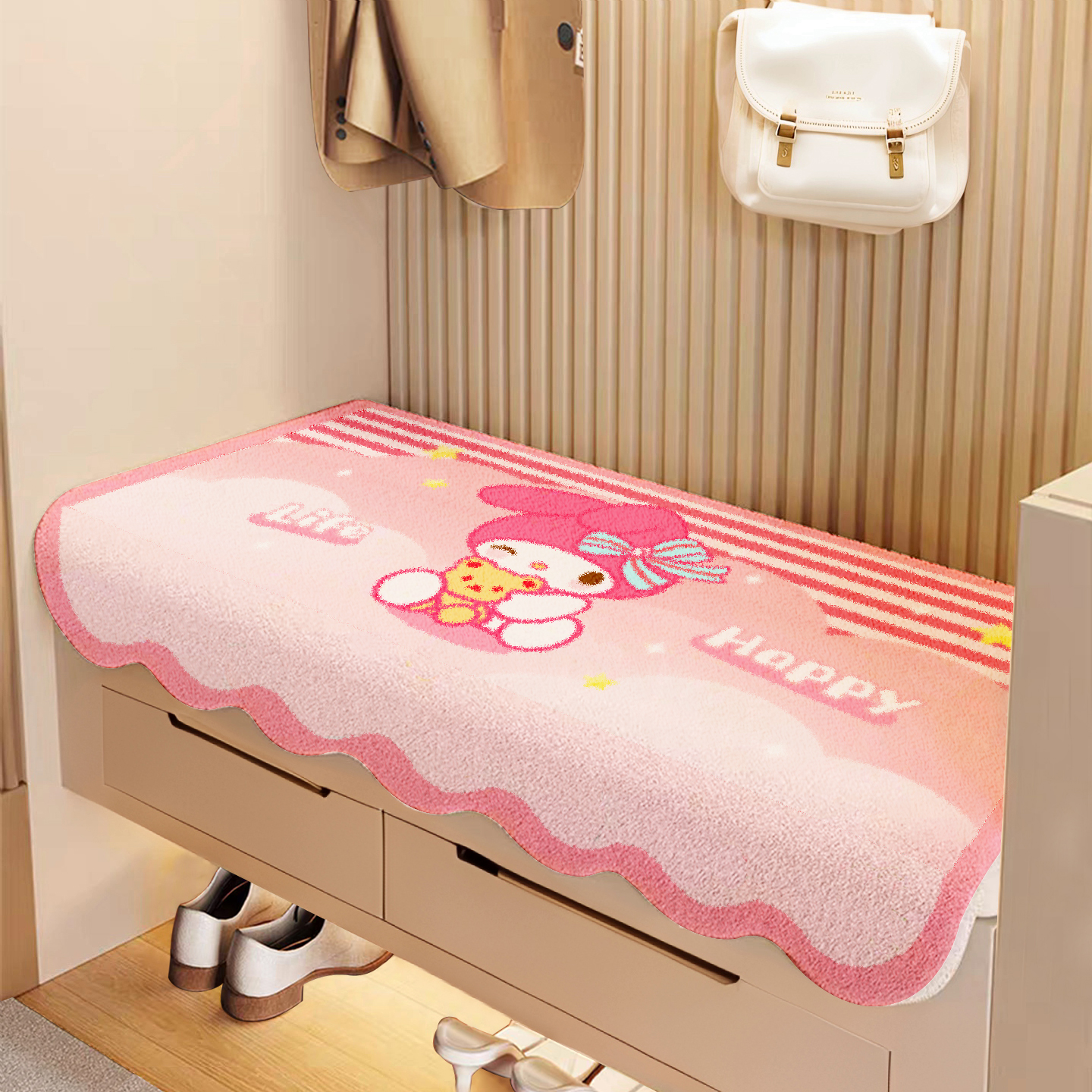 入户玄关毛绒坐垫四季通用凳子垫