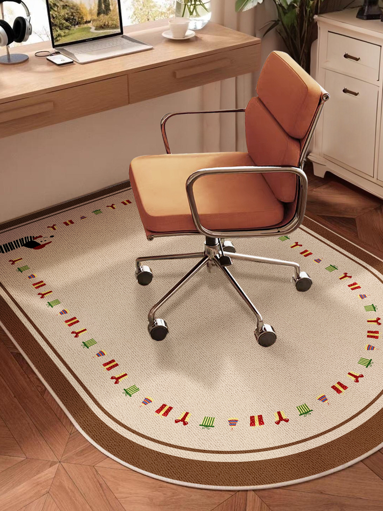 卡通电脑转椅垫学习椅子垫书房阅读区隔音免洗地毯可擦滑轮转椅垫