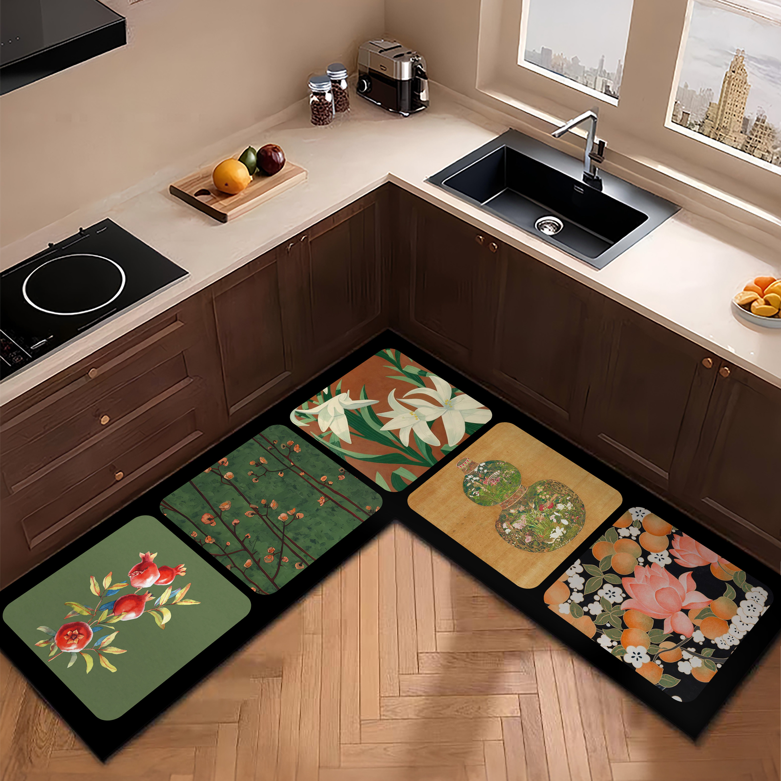 厨房地垫中古风防油吸水吸油脚垫L型家用加厚转角耐脏地垫,居家布艺,厨房地垫,淘宝优惠券,粉丝福利购,淘宝优惠卷