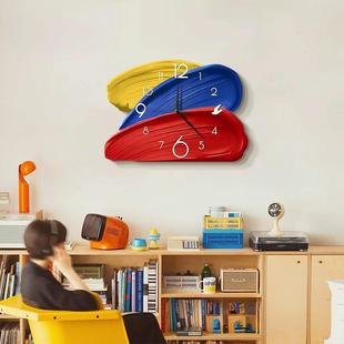 包豪斯餐厅钟表装 饰画客厅电视背景墙挂钟多巴胺艺术时钟挂墙家用
