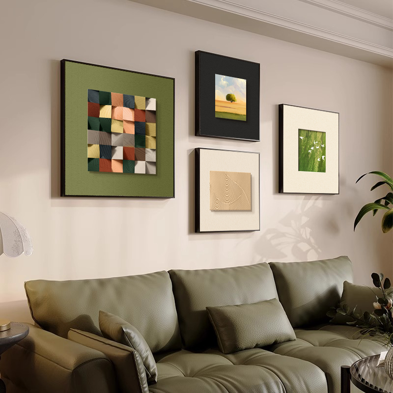 福画客厅沙发多巴胺意式极简挂画