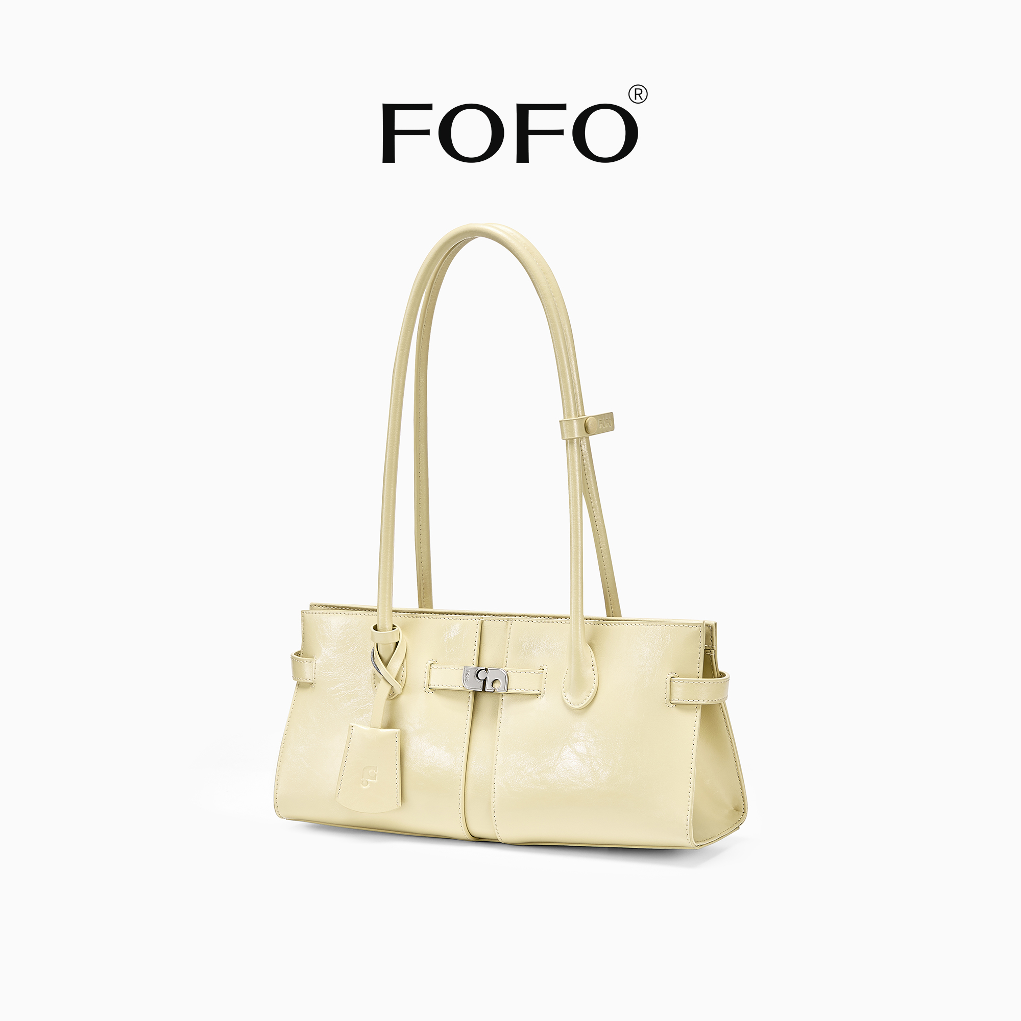 FOFO单肩折叠包设计师新款小众百搭通勤手提包洋气真皮法棍腋下包