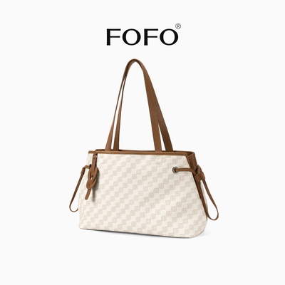FOFO老花托特包休闲大容量通勤单肩包时尚简约PVC印花帆布手提包