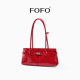 FOFO单肩折叠包设计师新款 小众百搭通勤手提包真皮法棍腋下红婚包