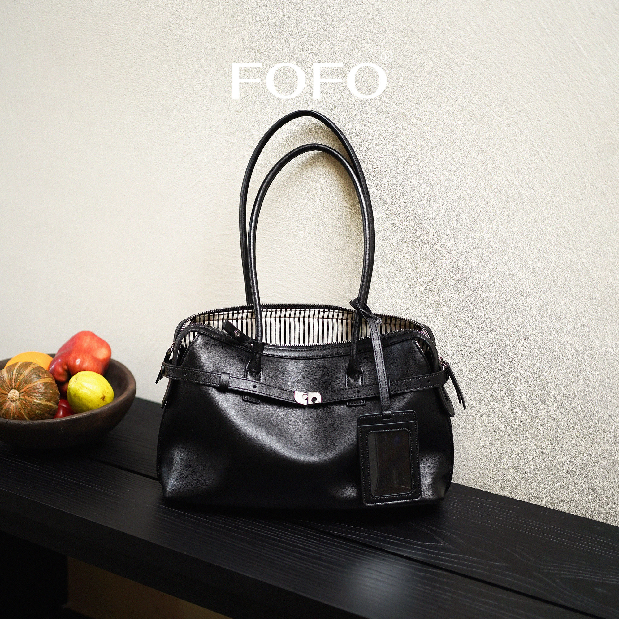 【张昕懿同款】FOFO手提公文包小众通勤单肩腋下大容量牛皮托特包