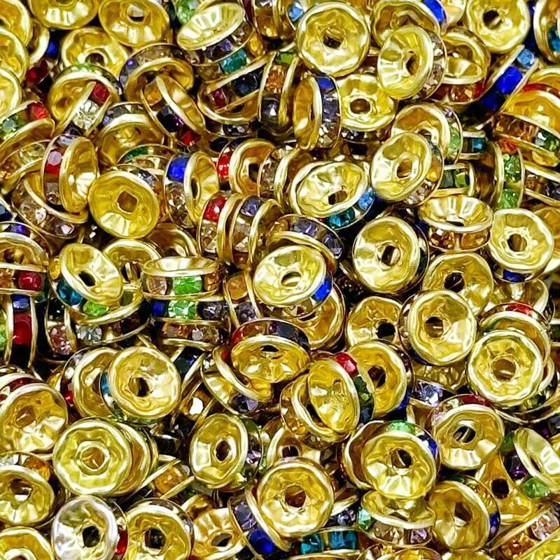 厂家直销100颗4--10mm彩色满钻隔珠钻圈Diy手链串珠饰品配件隔片