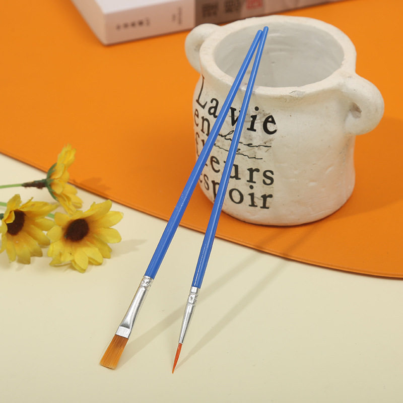 厂家直销尼龙画笔丙烯画数字油画绘画材料塑料杆平头笔勾线笔
