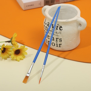 厂家直销尼龙画笔丙烯画数字油画绘画材料塑料杆平头笔勾线笔