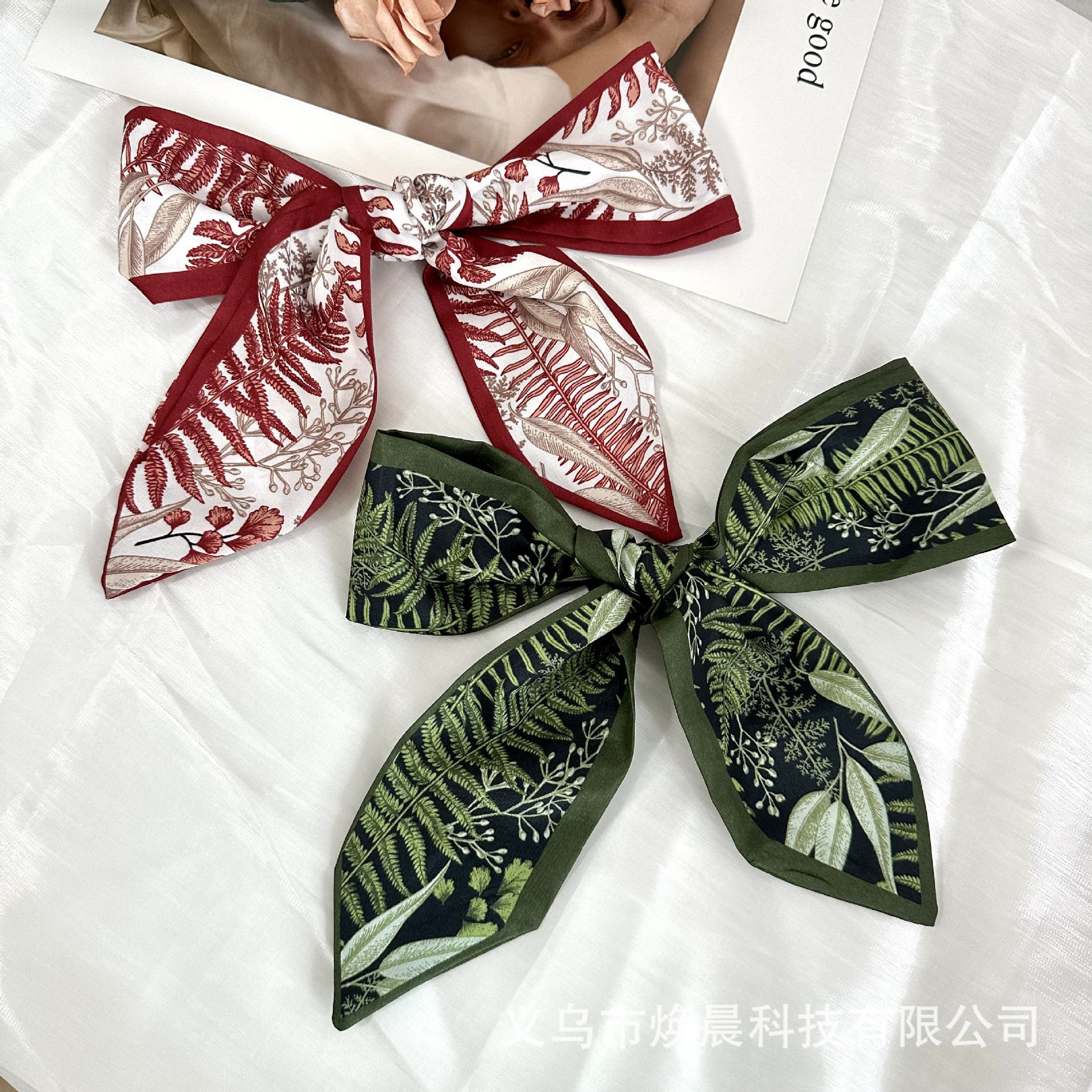 中秋节礼盒丝巾女绑发发带蝴蝶结头饰配饰飘带绑包包小丝巾伴手礼