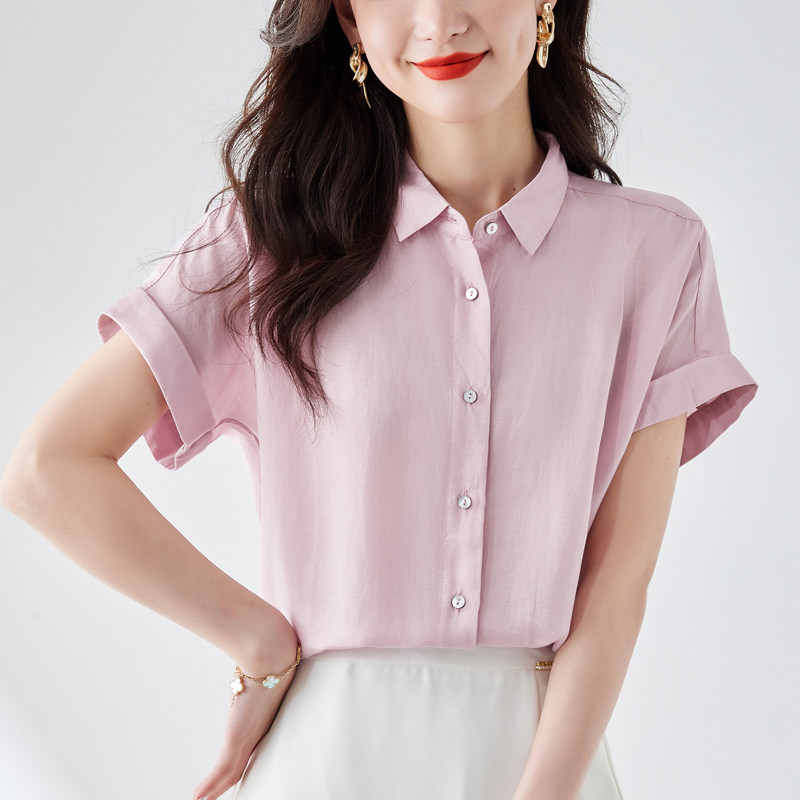 白领哥弟新女装2025年夏季新款优雅气质柔软亲肤时尚翻领百搭衬衫