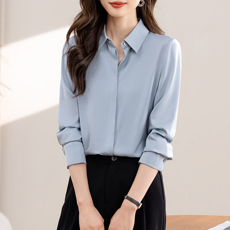 白领哥弟新女装2025年春季新款时尚简约纯色百搭职业女士长袖衬衫