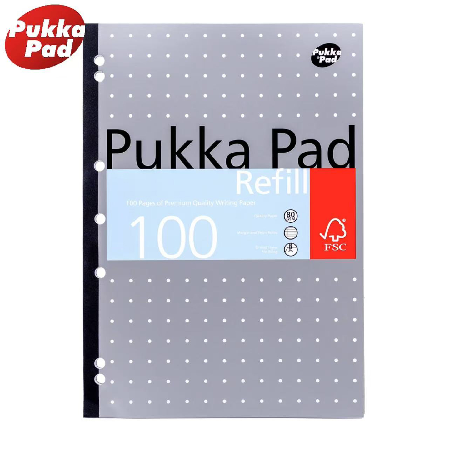 Pukka Pad 侧翻可撕A4横线加厚7孔笔记本大学生考研美式拍纸本记事本带孔易撕